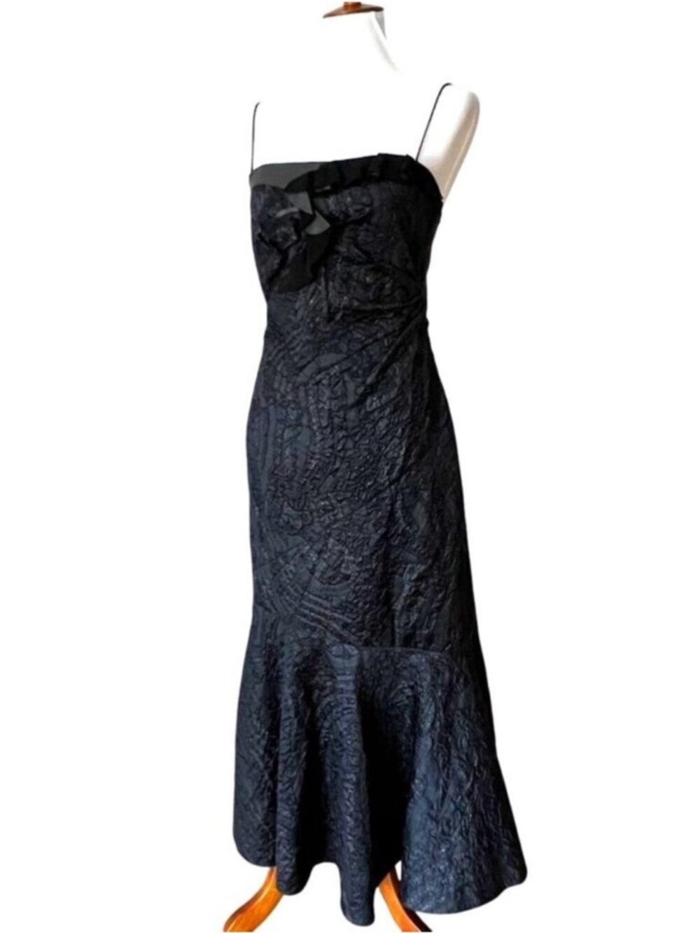 Vintage Gown Small Y2K Silk Black Formal Midi Cocktail Dress Elie Tahari Hoco